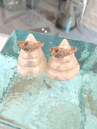 Image 3 of 14k solid gold diamond snake hoop earrings 