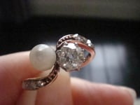 Image 3 of FRENCH EDWARDIAN 18CT ROSE GOLD NATURAL PEARL OLD CUT DIAMOND TOI ET MOI RING