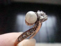 Image 4 of FRENCH EDWARDIAN 18CT ROSE GOLD NATURAL PEARL OLD CUT DIAMOND TOI ET MOI RING
