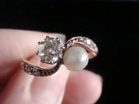 Image 5 of FRENCH EDWARDIAN 18CT ROSE GOLD NATURAL PEARL OLD CUT DIAMOND TOI ET MOI RING