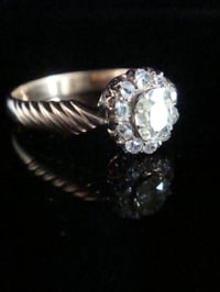 Image 2 of FRENCH EDWARDIAN 14CT ROSE GOLD NATURAL OLD CUT DIAMOND CLUSTER RING