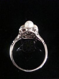 Image 2 of FRENCH EDWARDIAN 18CT WHITE GOLD CULTURED PEARL AND ROSE CUT DIAMOND RING
