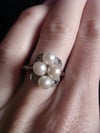 FRENCH EDWARDIAN 18CT WHITE GOLD CULTURED PEARL AND ROSE CUT DIAMOND RING