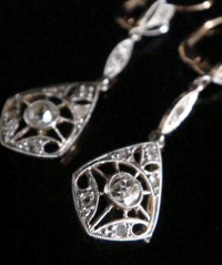 Image 2 of ORIGINAL EDWARDIAN 18CT YELLOW GOLD PLATINUM FRENCH ROSE CUT DIAMOND EARRINGS