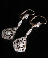 Image 1 of ORIGINAL EDWARDIAN 18CT YELLOW GOLD PLATINUM FRENCH ROSE CUT DIAMOND EARRINGS