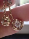 ORIGINAL VICTORIAN 18CT YELLOW GOLD OLD CUT DIAMOND DROP 0.70CT EARRINGS