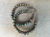 Image 5 of Large Rustic Turquoise Hoops earrings / n