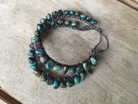 Image 4 of Large Rustic Turquoise Hoops earrings / n