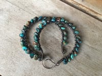 Image 3 of Large Rustic Turquoise Hoops earrings / n