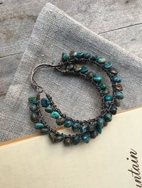 Image 1 of Large Rustic Turquoise Hoops earrings / n