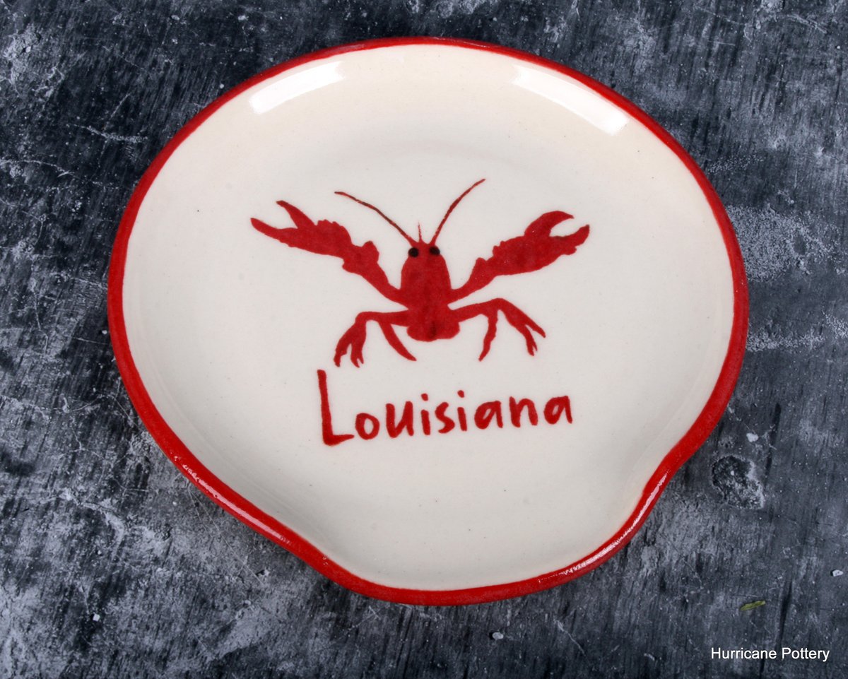 Image of Crawfish Spoon Rest for the Kitchen. Handmade Dish for Spoons. Memento of Louisia
