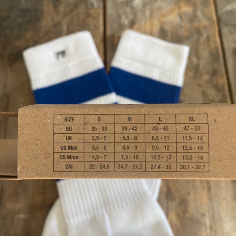 Image of Spirit of 76 RETRO SOCKS "BLUE BLUES ON WHITE" LO