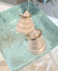 Image 3 of 14k solid gold ruby hoop earrings 