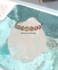 Image 1 of 14k solid gold Hawaii rainbow color ring