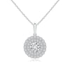 Round Diamond Double Halo Solitaire Pendant