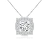 Art Deco Inspired Round Diamond Halo Solitaire Pendant