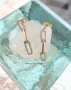 14k solid gold diamond Paperclip chain earrings