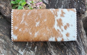 Image of Cowhide purse with White Lacing 