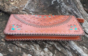Image of Hand Tooled and Laced Zipper Purse
