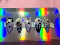 Image 1 of CUTE HALLOWEEN  SPIDER& WEB ACRYLIC VALENTINO GLOW N DARK  PRESS ONS 