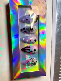 Image 3 of CUTE HALLOWEEN  SPIDER& WEB ACRYLIC VALENTINO GLOW N DARK  PRESS ONS 