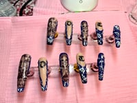 Image 1 of O*C RAZA STYLE   HAND PAINTED BLUE BANDANNA DESIGN 