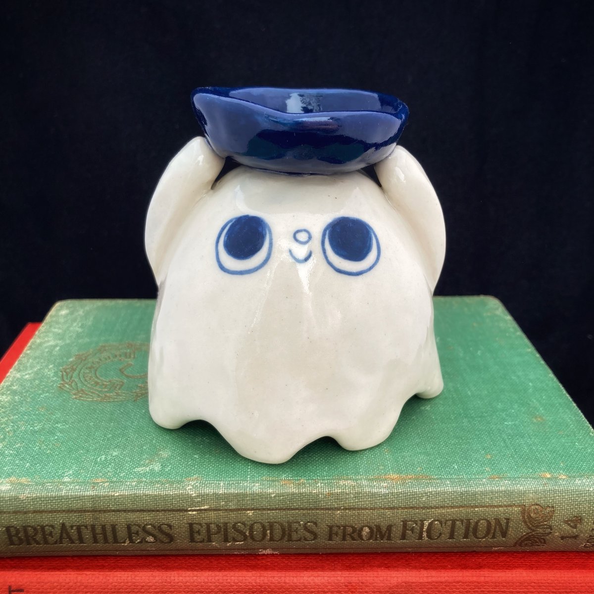 Image of Ghost candle holder, cobalt blue