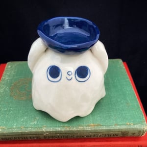 Image of Ghost candle holder, cobalt blue