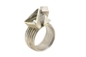 Strata ring,  Rutile Quartz  in silver interlaced with cube and octahedron