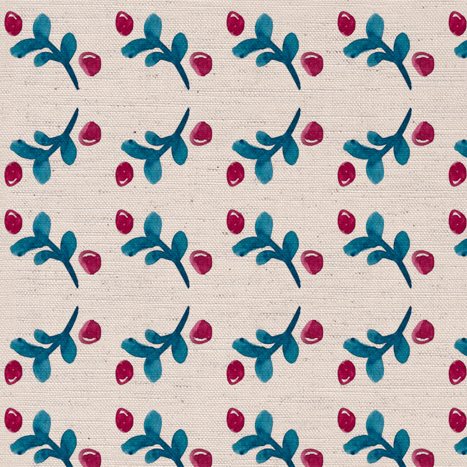 Image of Little Berry Blue and Raspberry Natural Linen