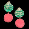 POM PONS / SEA SHELL Earring - Green & Pink