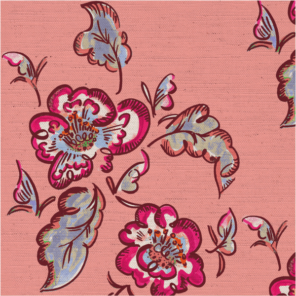 Image of Calligraphy Rose on Pink Natural Linen Blend