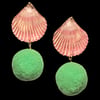 POM PONS / SEA SHELL Earring - Pink & Green