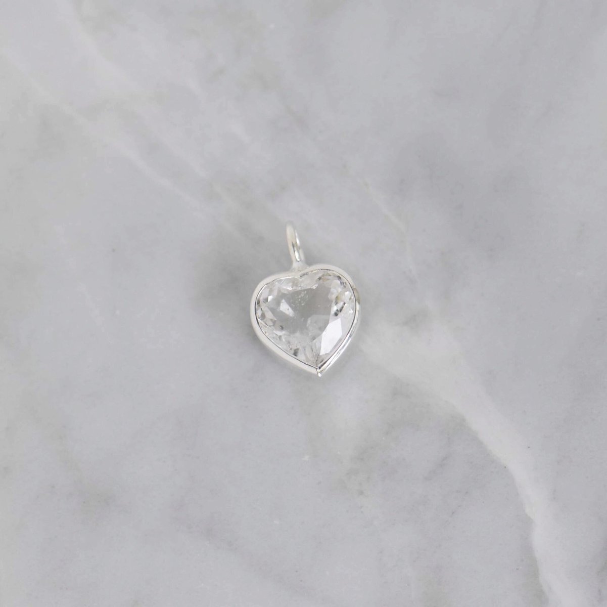 Crystal Heart x Clear Quartz heart shape diamond cut silver necklace ...