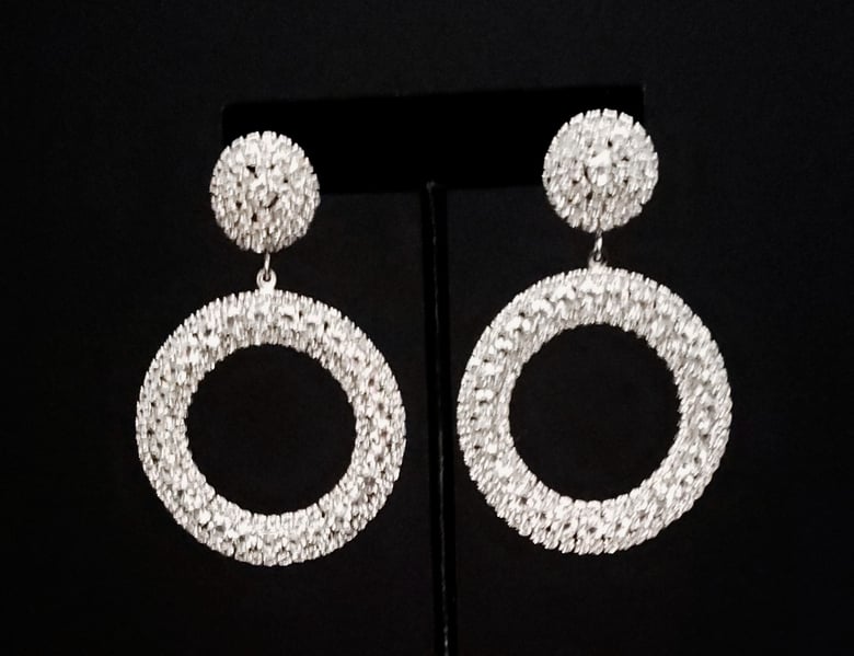 Image of Rhinestone Circle Pierced Earrings 