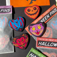 Image 1 of Retro Halloween Pinback Buttons | Set of 4