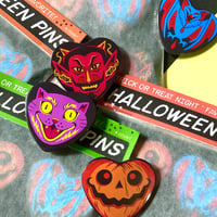 Image 2 of Retro Halloween Pinback Buttons | Set of 4