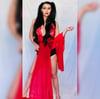 Worn Sexy Red Lace Deep V Neck Lingerie Gown + Free Signed 8x10 & Kiss Card