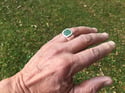 Mens Heavy Sterling Silver Antique Cushion Shape  Jade Ring