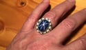 Mens Unique Oval Blue Star Sapphire Heavy Sterling Silver Ring