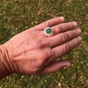 Mens Heavy Sterling Silver Antique Cushion Shape  Jade Ring