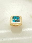 Mens Turquoise inlay ring in 14k yellow gold