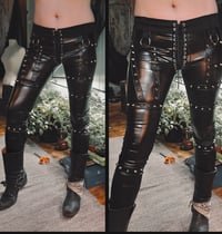 Image 2 of Studded fauxleather pants with rings