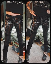 Image 2 of Studded fauxleather pants with kneepads