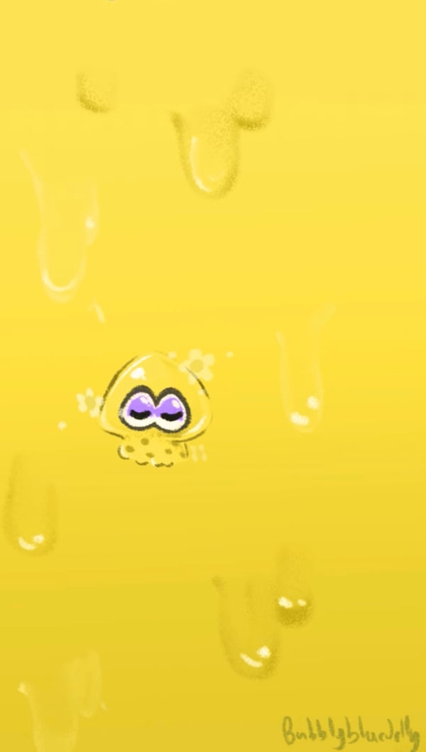 Image of Splatoon inkling/octoling animated phone Lock Screen Yellow/Blue
