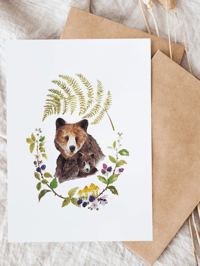 Image 3 of Momma bear and cub Watercolor Illustration Print 