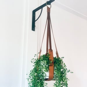 Image of Leather Plant Hanger - Tan & Brown