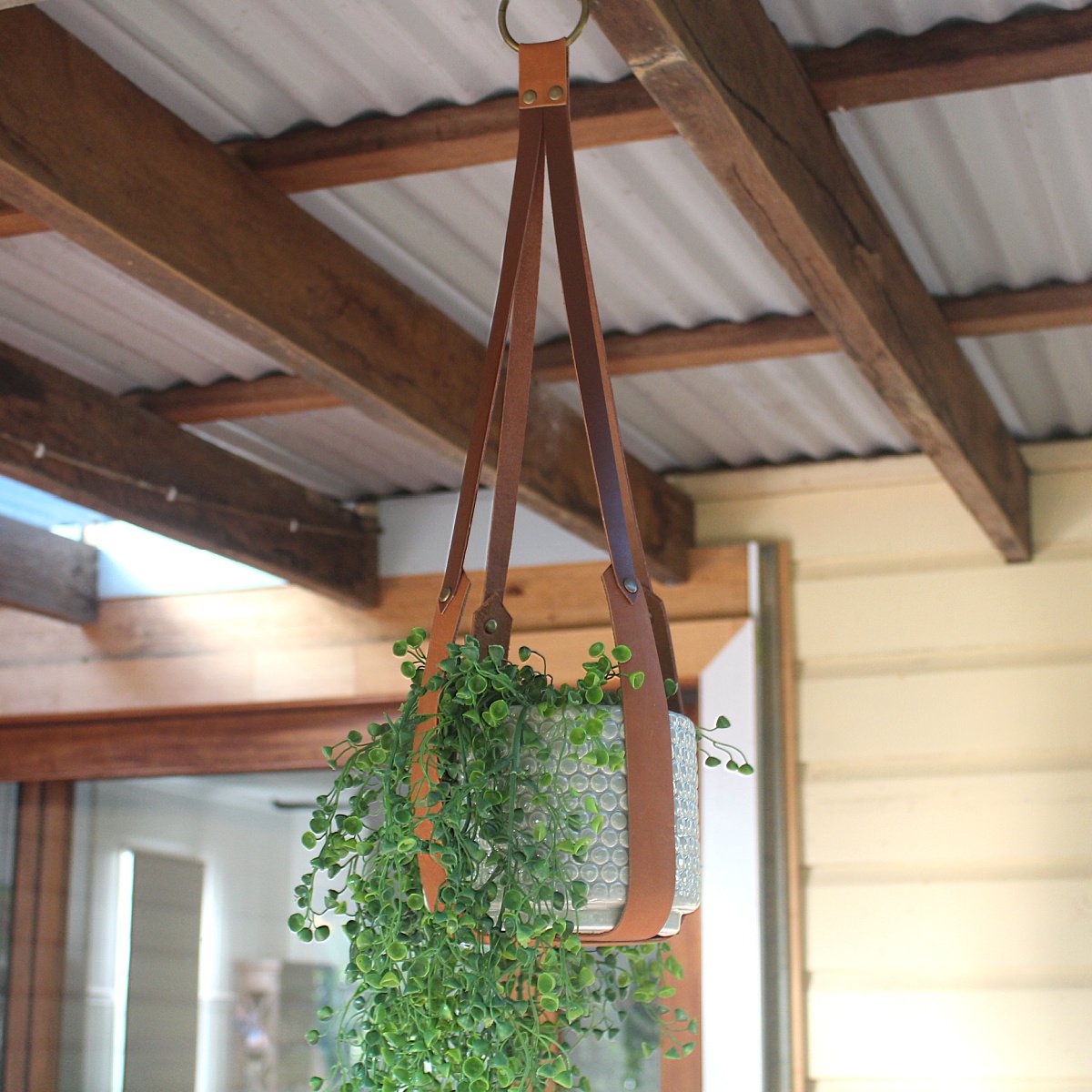 Image of Leather Plant Hanger - Tan & Brown