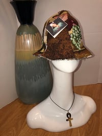 Image 1 of H.O.D. Woven Wine Theme Fabric W/Bronze Quilted Fabric Reversibel Bucket Hat