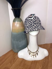 Image 2 of H.O.D. Navy Leopard Sweater Knit With Treated Denim Reversible Bucket Hat